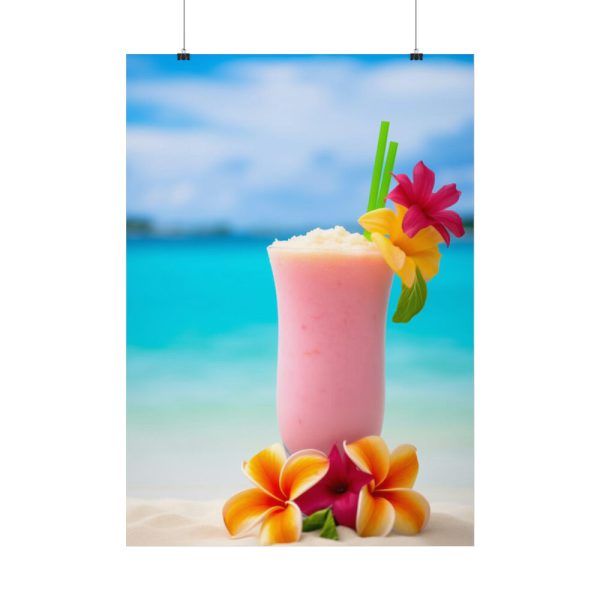 101851-1.jpg Tropical Colorful Drink on the White Sand Beach Poster