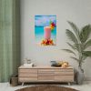 101852-3.jpg Tropical Colorful Drink on the White Sand Beach Poster