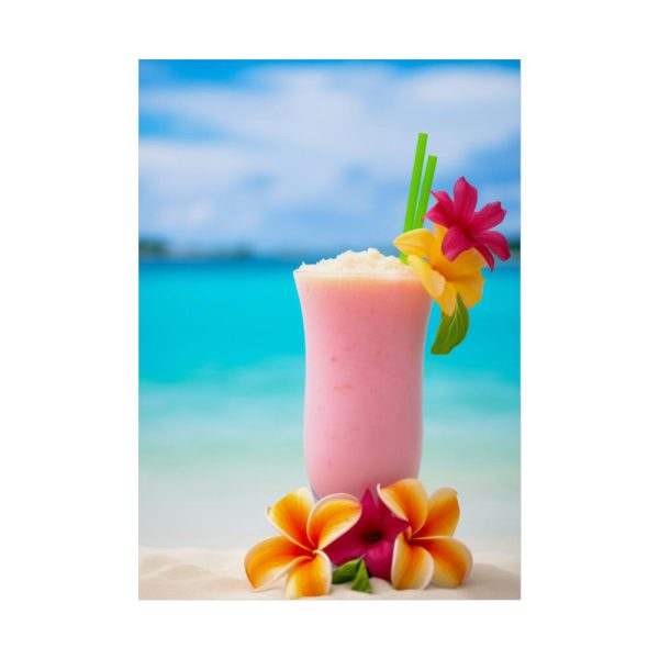 101852.jpg Tropical Colorful Drink on the White Sand Beach Poster