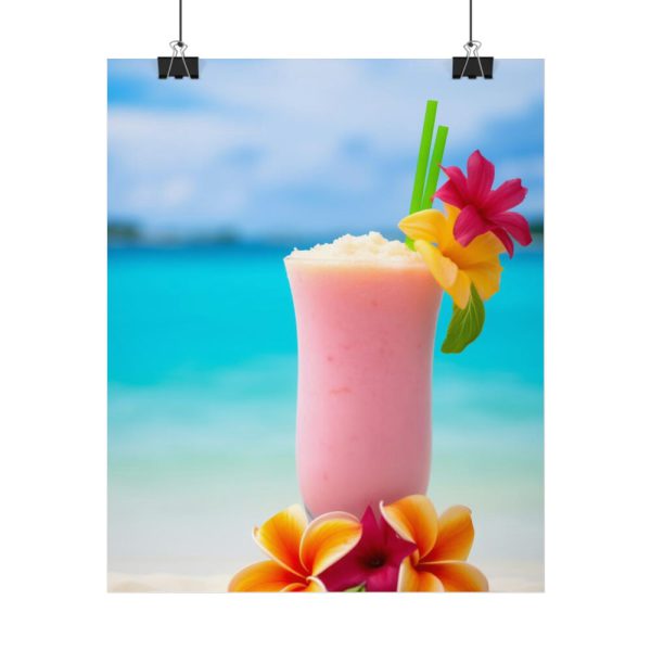 101855-1.jpg Tropical Colorful Drink on the White Sand Beach Poster