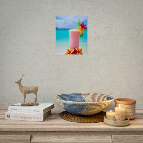 101855-3.jpg Tropical Colorful Drink on the White Sand Beach Poster