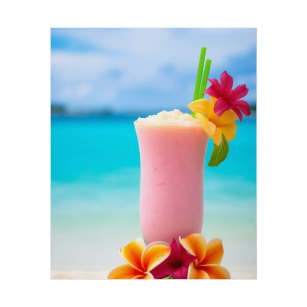 101855.jpg Tropical Colorful Drink on the White Sand Beach Poster