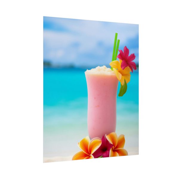 101856-2.jpg Tropical Colorful Drink on the White Sand Beach Poster