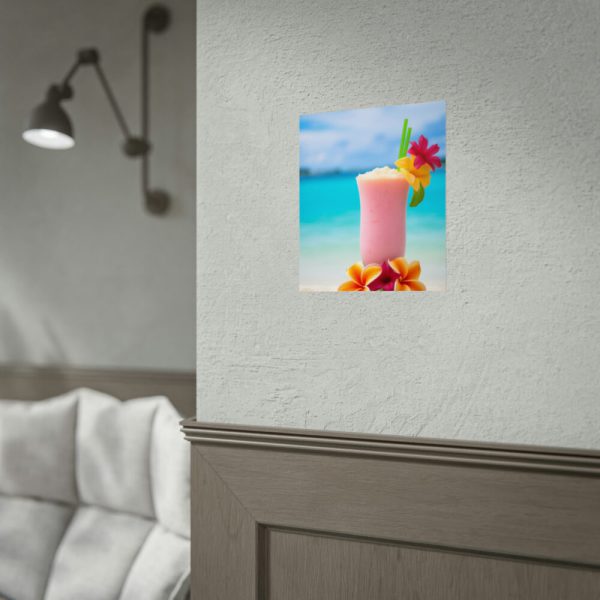101856-4.jpg Tropical Colorful Drink on the White Sand Beach Poster