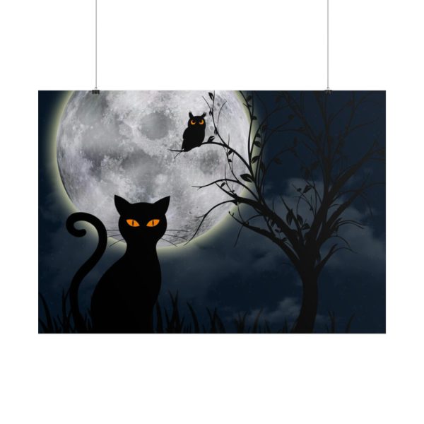 101875-166.jpg Cat and Full Moon Poster