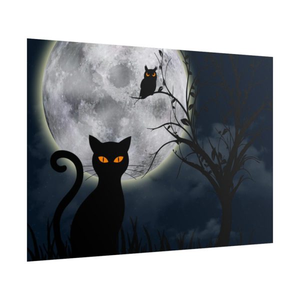 101875-167.jpg Cat and Full Moon Poster