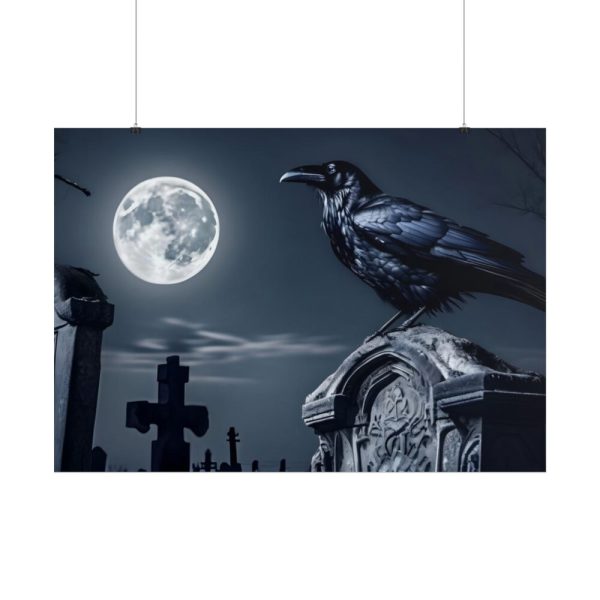 101875-196.jpg Raven Crow Gravestones Full Moon Poster