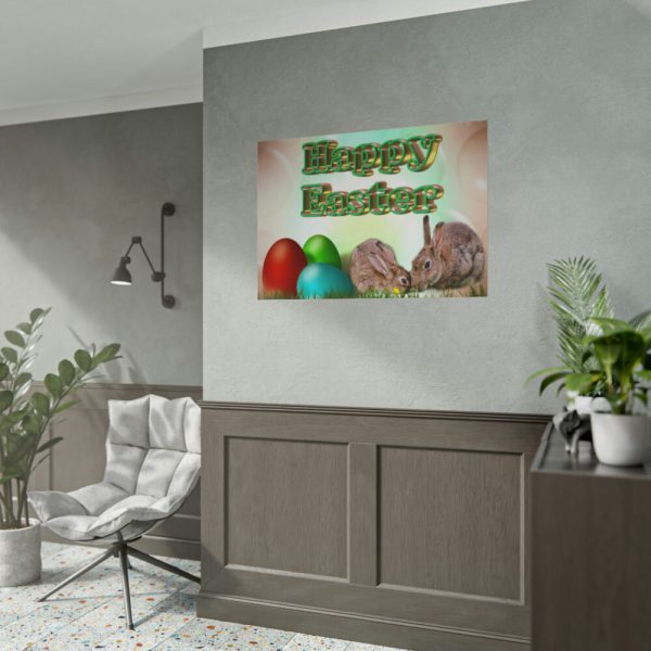 101875-239.jpg Two Easter Bunny with Eggs Poster
