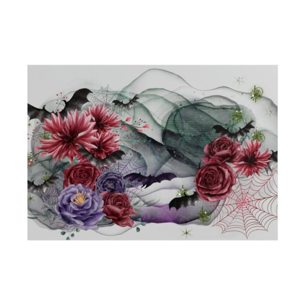101875-255.jpg Flowers And Bats Halloween Poster