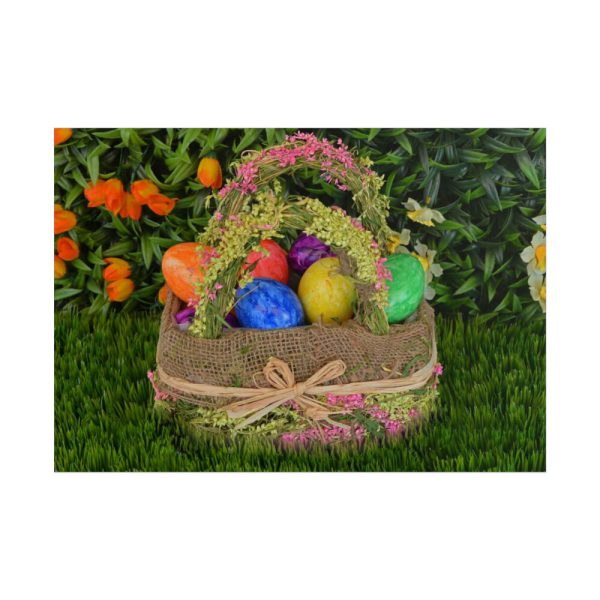 Beautiful Easter Egss in Basket on Grass Poster