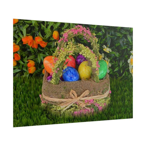 Beautiful Easter Egss in Basket on Grass Poster