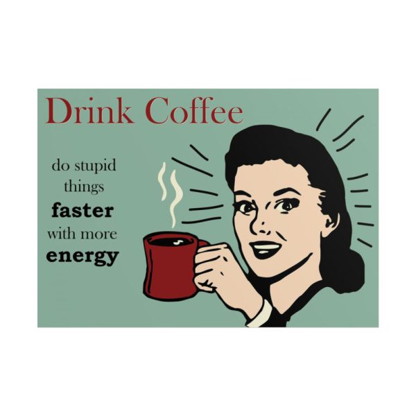 Retro Coffee Drinking Woman Poster