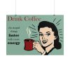 Retro Coffee Drinking Woman Poster