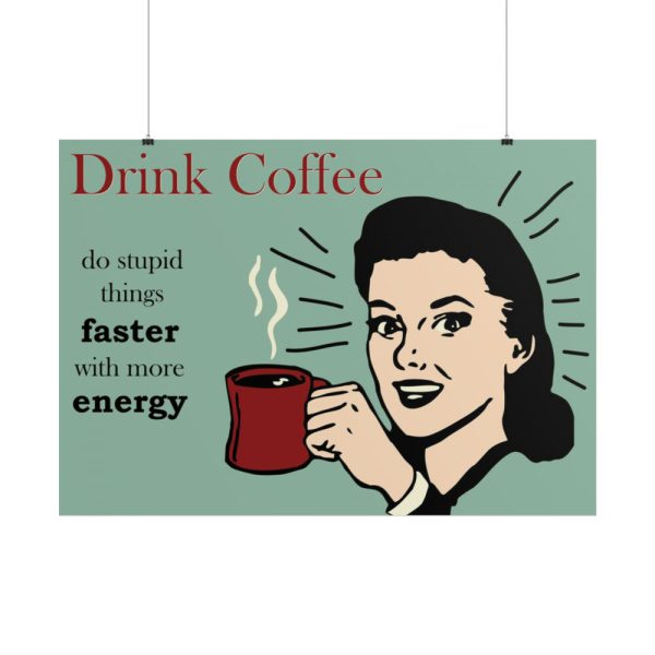 Retro Coffee Drinking Woman Poster