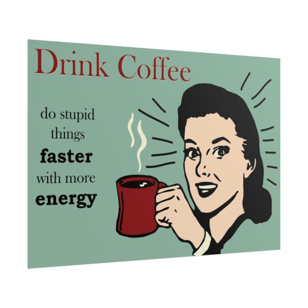 Retro Coffee Drinking Woman Poster
