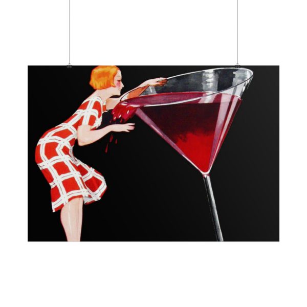101875-476.jpg Woman Drinks From Large Wine Glass Poster