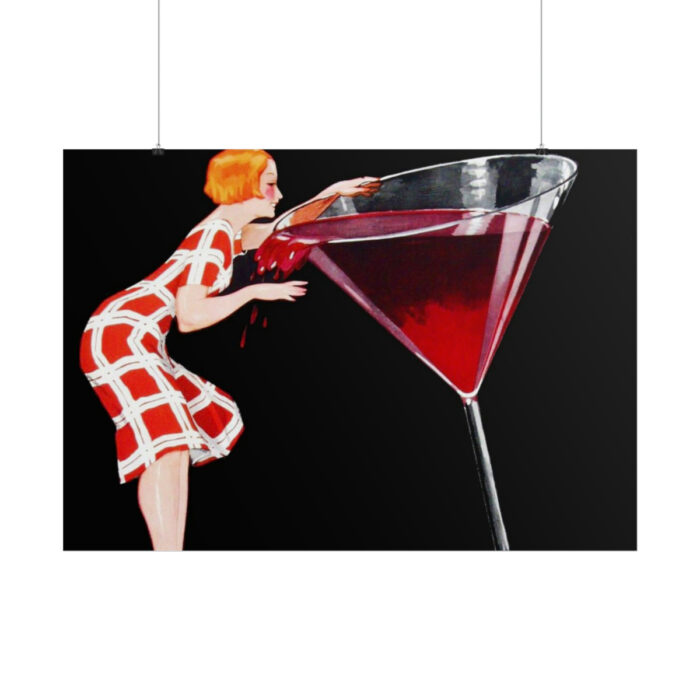 Woman Drinks From Large Wine Glass Poster - Image 12