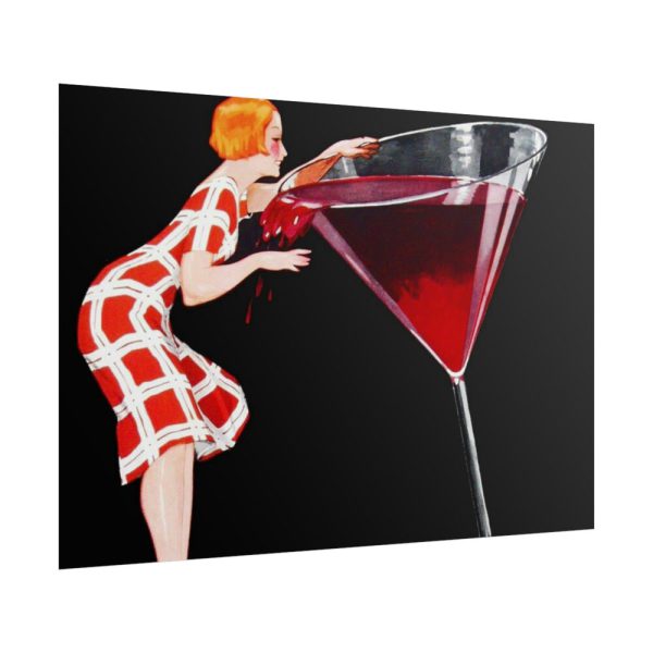 101875-477.jpg Woman Drinks From Large Wine Glass Poster