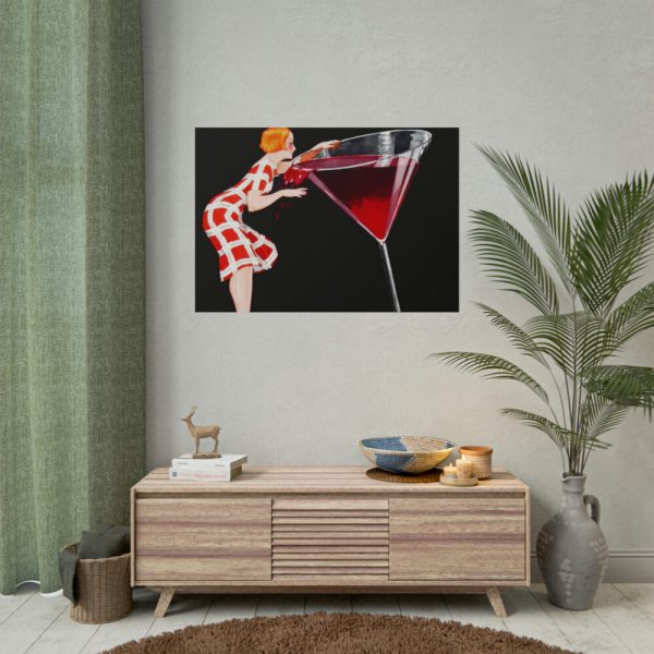 101875-478.jpg Woman Drinks From Large Wine Glass Poster