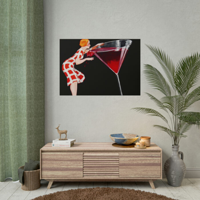 Woman Drinks From Large Wine Glass Poster - Image 14