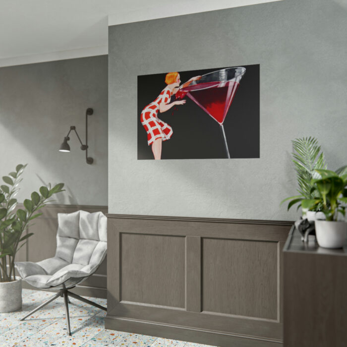 Woman Drinks From Large Wine Glass Poster - Image 15