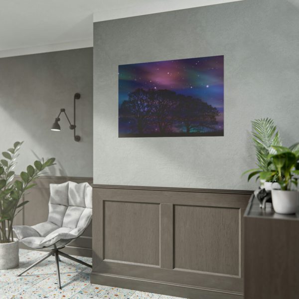 101875-709.jpg Tree Forest Starry Aurora Poster
