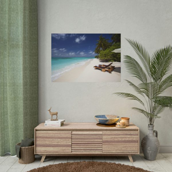 Tropical Beach, Trees, Shoreline in Summer Poster