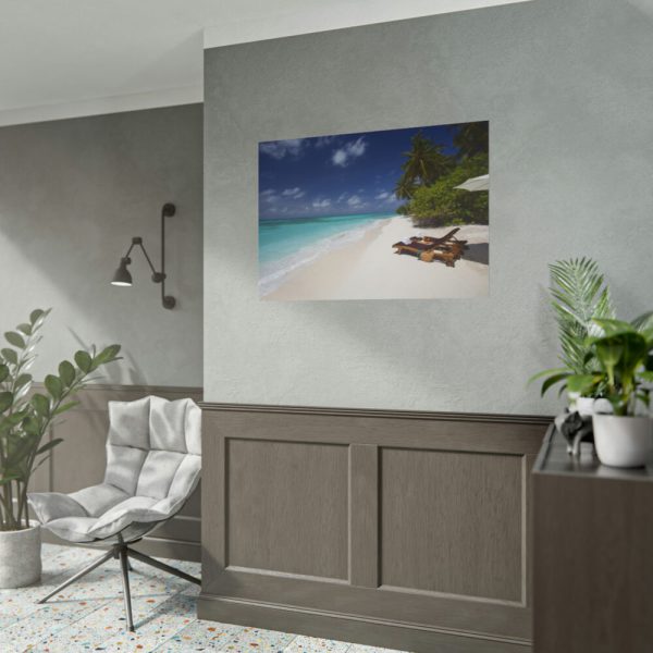 Tropical Beach, Trees, Shoreline in Summer Poster