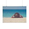 101875-826.jpg Woman Wearing a Hat on the Beach Poster