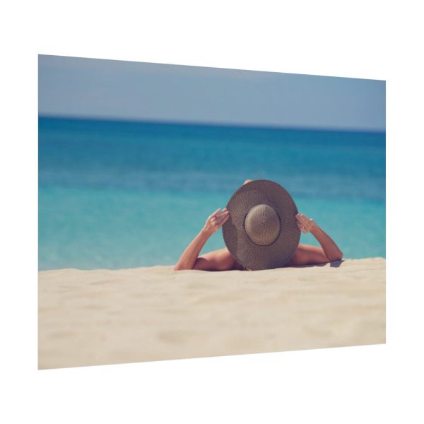 101875-827.jpg Woman Wearing a Hat on the Beach Poster