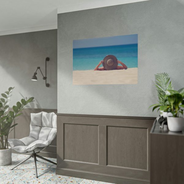 101875-829.jpg Woman Wearing a Hat on the Beach Poster