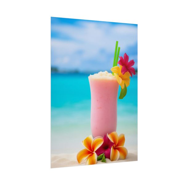 101876-2.jpg Tropical Colorful Drink on the White Sand Beach Poster