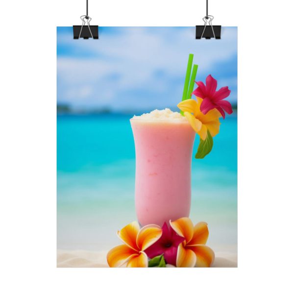 101877-1.jpg Tropical Colorful Drink on the White Sand Beach Poster