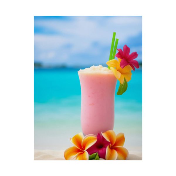 101877.jpg Tropical Colorful Drink on the White Sand Beach Poster