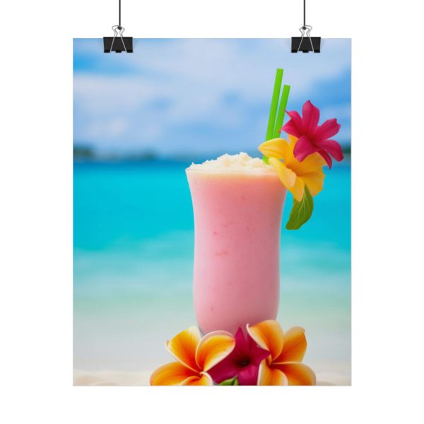 101878-1.jpg Tropical Colorful Drink on the White Sand Beach Poster