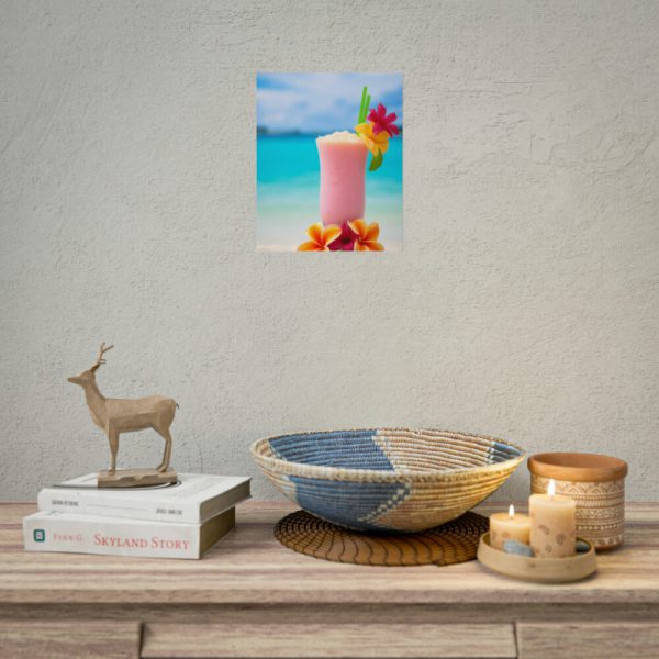 101879-3.jpg Tropical Colorful Drink on the White Sand Beach Poster