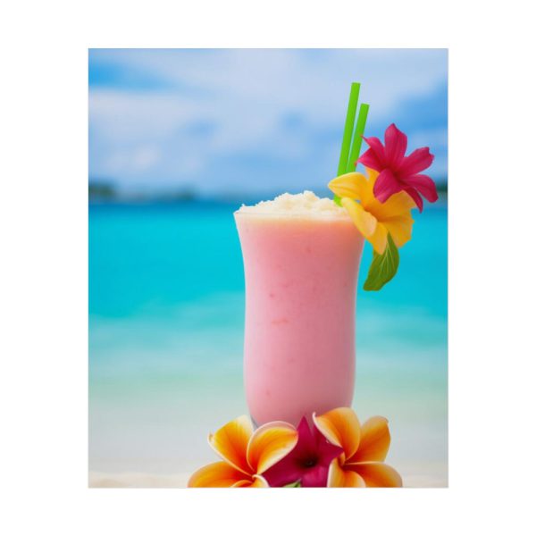 101879.jpg Tropical Colorful Drink on the White Sand Beach Poster
