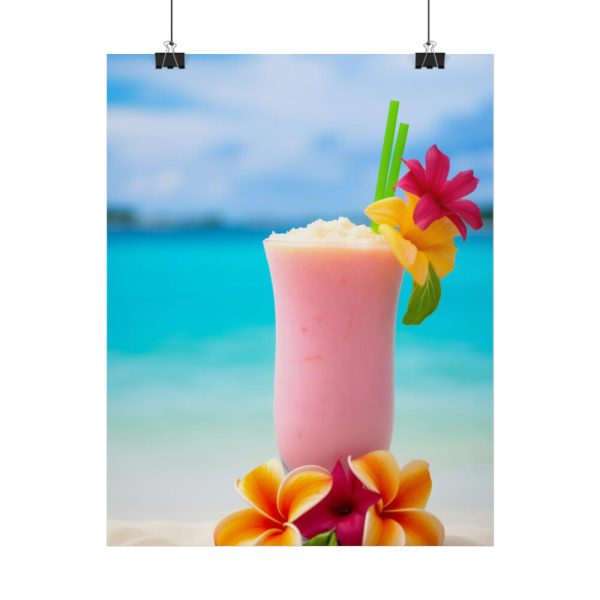 101880-1.jpg Tropical Colorful Drink on the White Sand Beach Poster