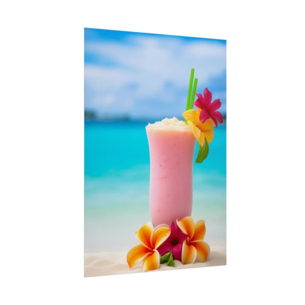 101882-2.jpg Tropical Colorful Drink on the White Sand Beach Poster