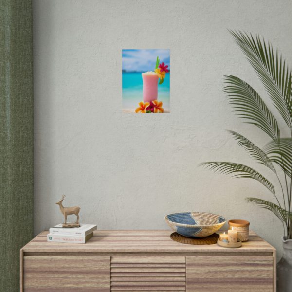 101883-3.jpg Tropical Colorful Drink on the White Sand Beach Poster