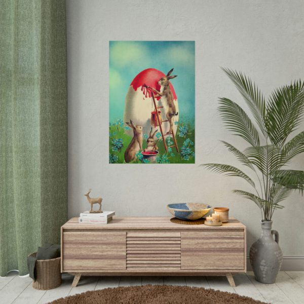 Easter Bunny Paints Eggs Poster