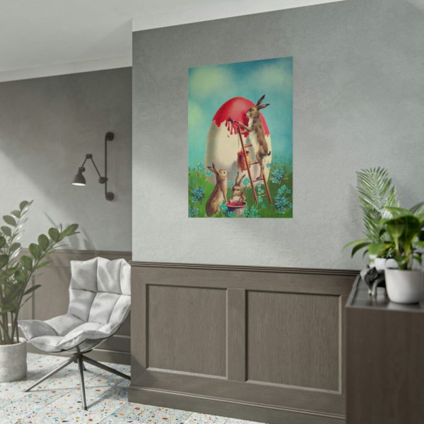 Easter Bunny Paints Eggs Poster