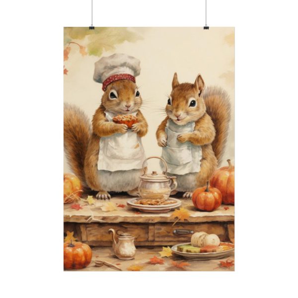 101894-151.jpg Autumn Fall Squirrels With Pumpkins Poster