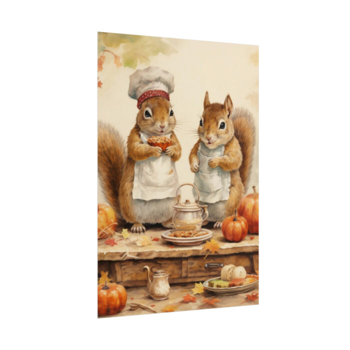 Autumn Fall Squirrels With Pumpkins Poster - Image 13