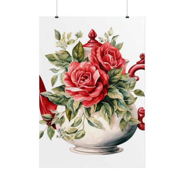 Floral Teapots Background Art Poster
