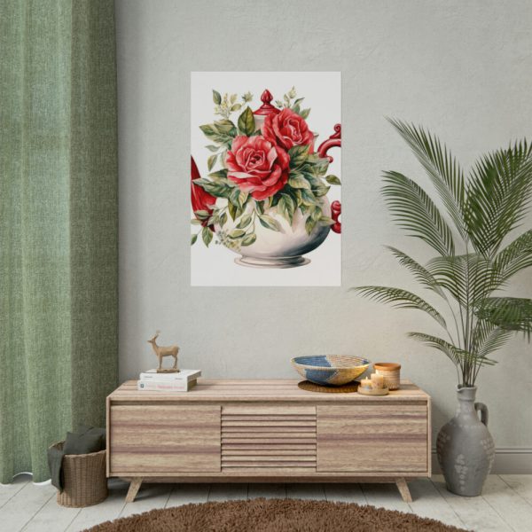 Floral Teapots Background Art Poster