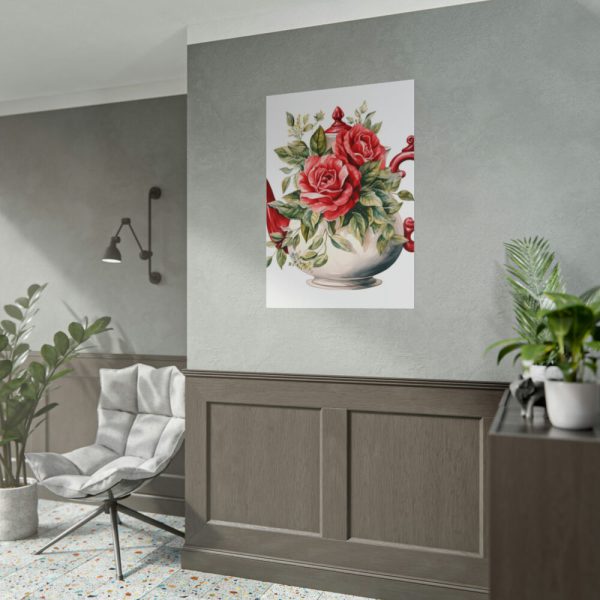 Floral Teapots Background Art Poster