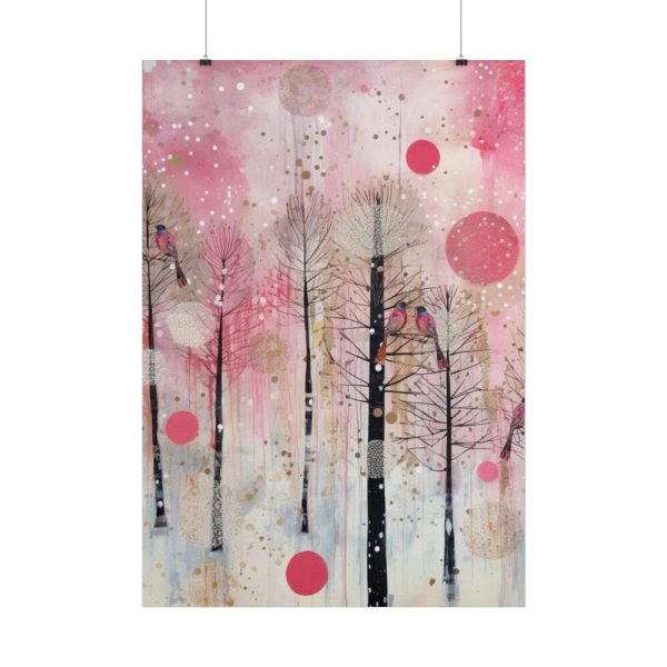 101894-326.jpg Whimsical Pink Winter Forest Art Poster
