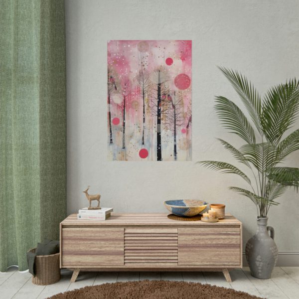 101894-328.jpg Whimsical Pink Winter Forest Art Poster