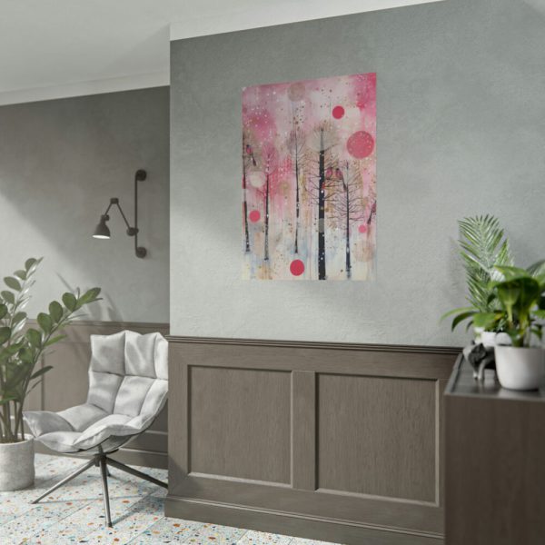 101894-329.jpg Whimsical Pink Winter Forest Art Poster